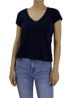T shirt scollo a V tinta unita 
